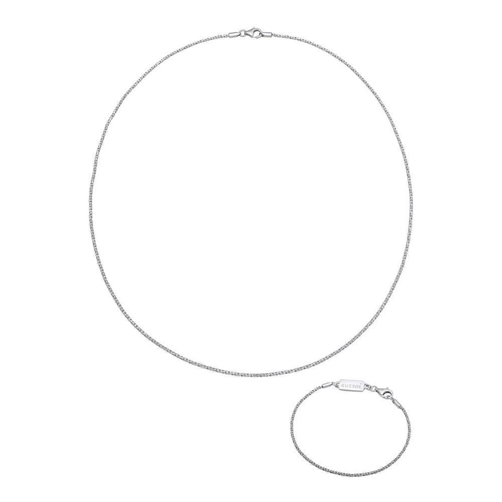 KUZZOI KUZZOI Ensemble de Bijoux Hommes Set cordon basique en argent sterling 925 Bijoux