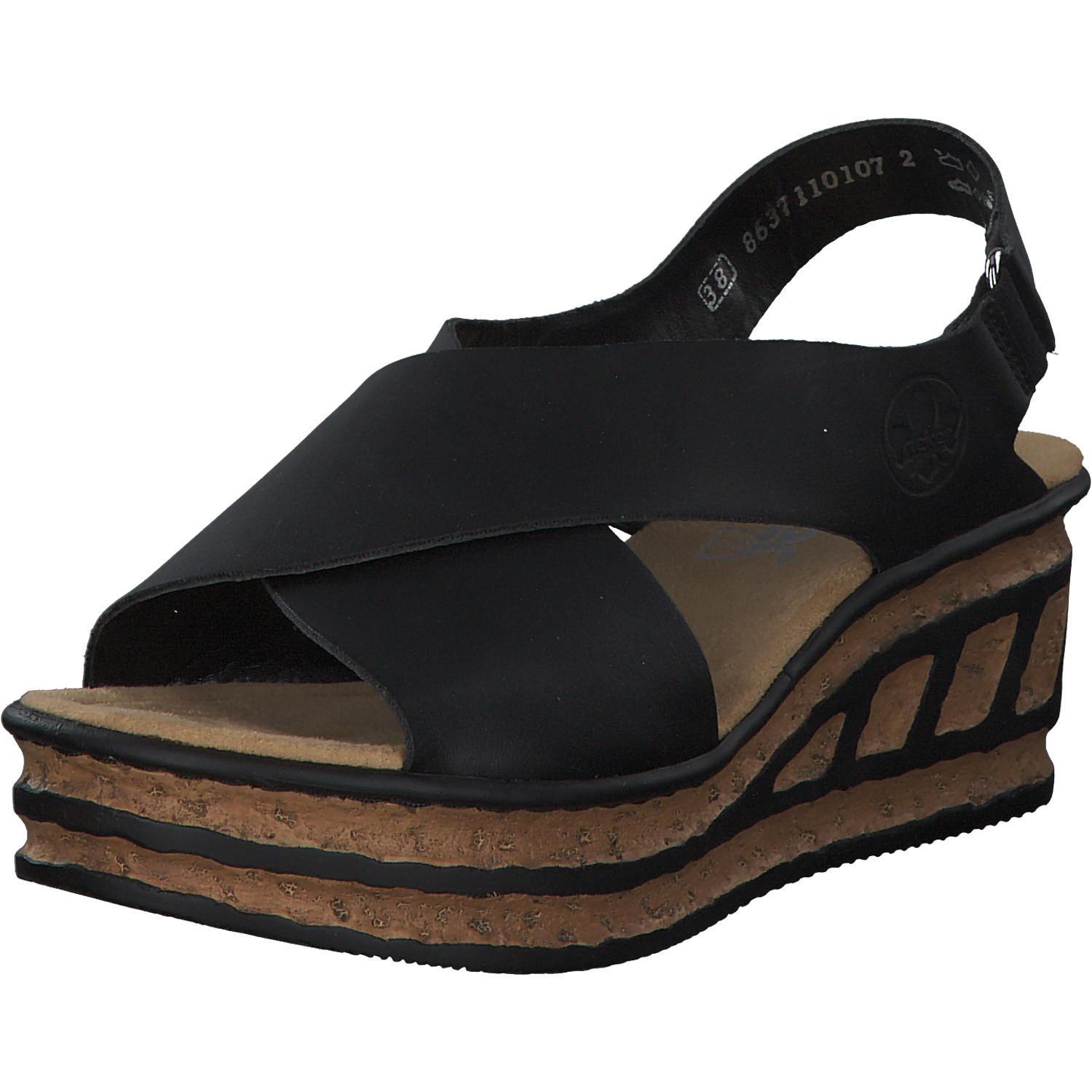 Rieker 68189, Keilsandaletten, Damen, Schwarz