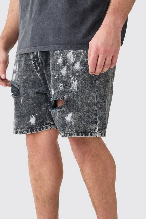 Plus lockere Shorts mit Farbspritzern