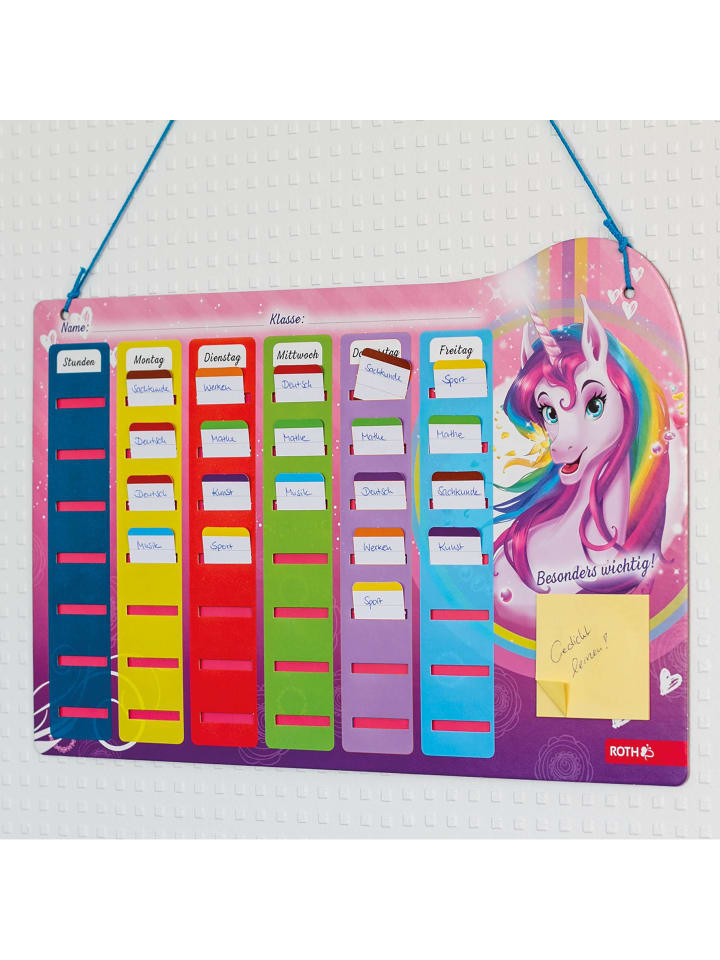 ROTH Klipp&Klar Stundenplan Steck Fix, Einhornportrait, A3 in Bunt günstig kaufen onesize