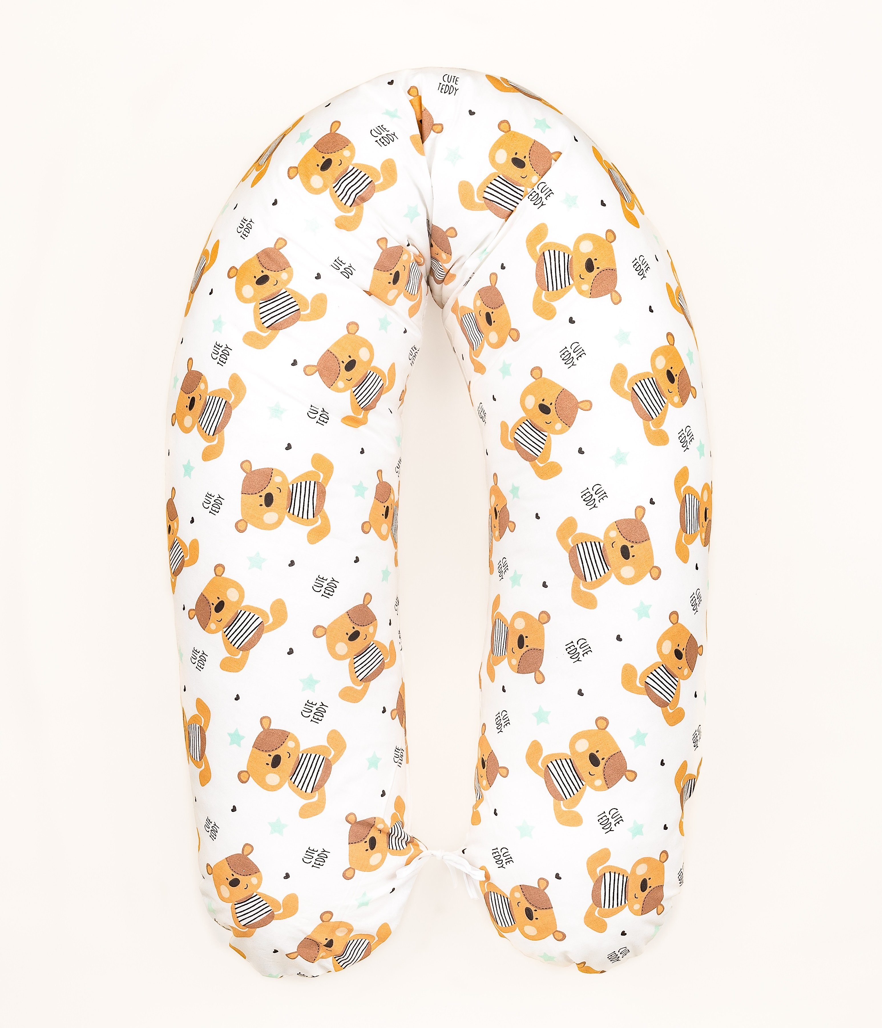 Loolay Stillkissen 100% Bio-Baumwolle LUX Schwangerschaftskissen Seitenschläferkissen, MUSTER: Cute TEDDY; WEICH Füllung + 100% BIO-Baumwolle Kissenbezug, SUPER BABYGESCHENK 170 cm Stillkissen + abnehmbar Bezug, LOOLAY® - 100% Europäische Stoffe und