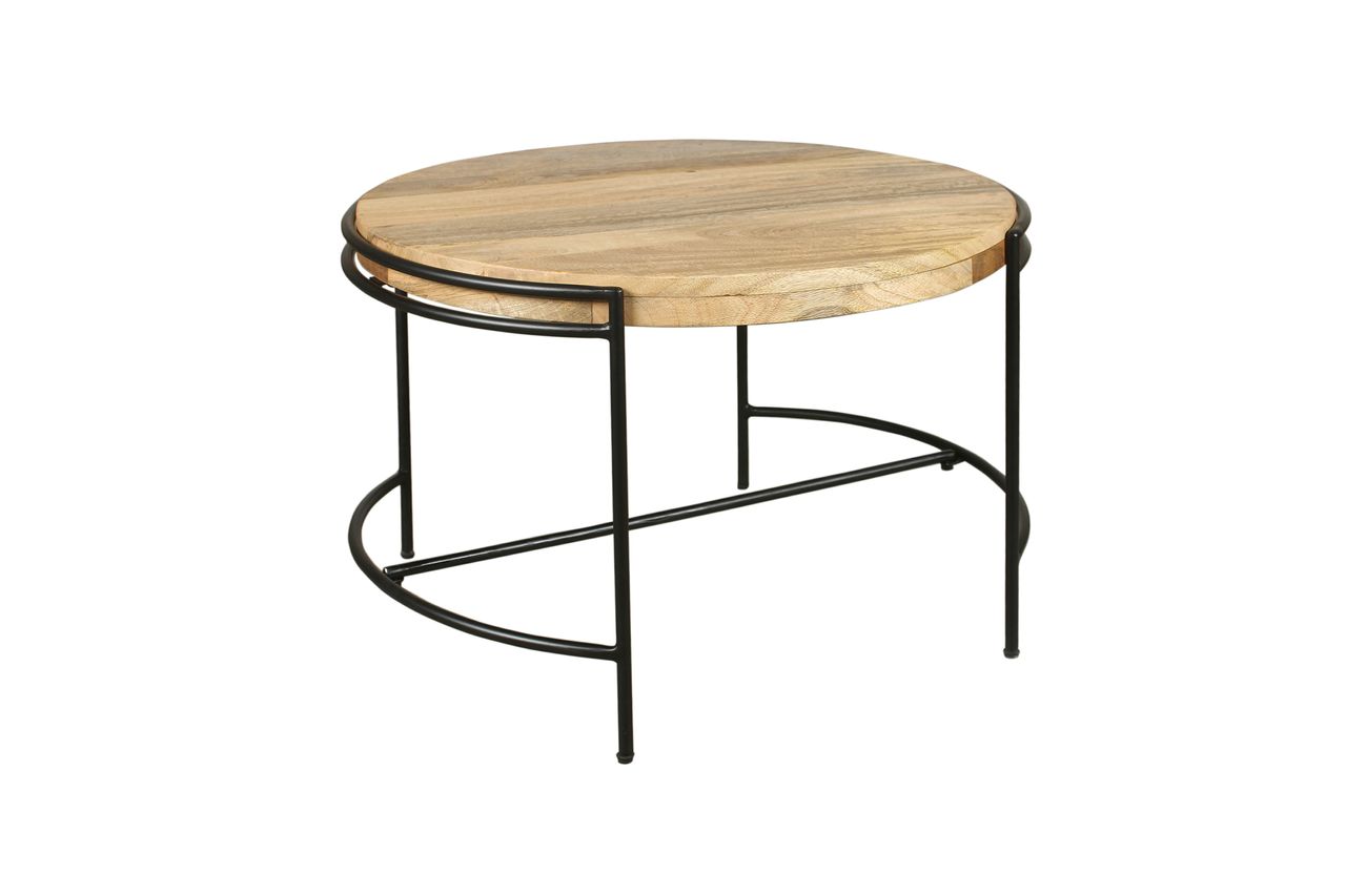 byLiving HANNA Couchtisch, Breite 60 cm, Mangoholz natur, Metall schwarz pulverbeschichtet