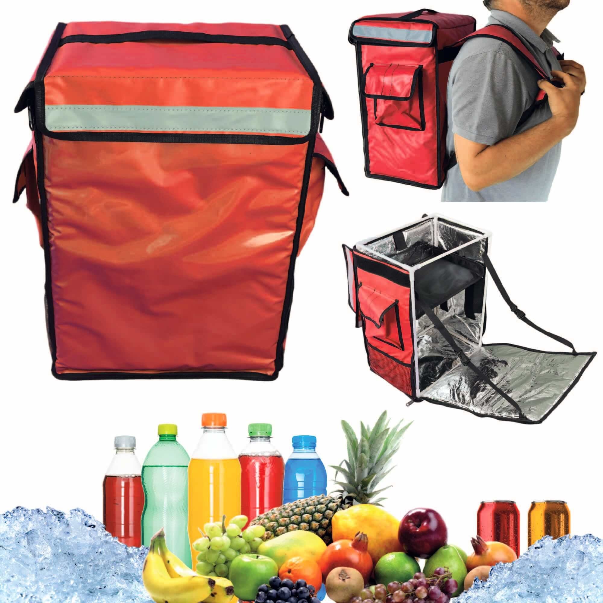 trends4cents Kühlbox isolierte Kühlbox, Rucksack 42 Liter, Klarsichthülle vorne vorhanden, für Werbung, Flyer, etc..