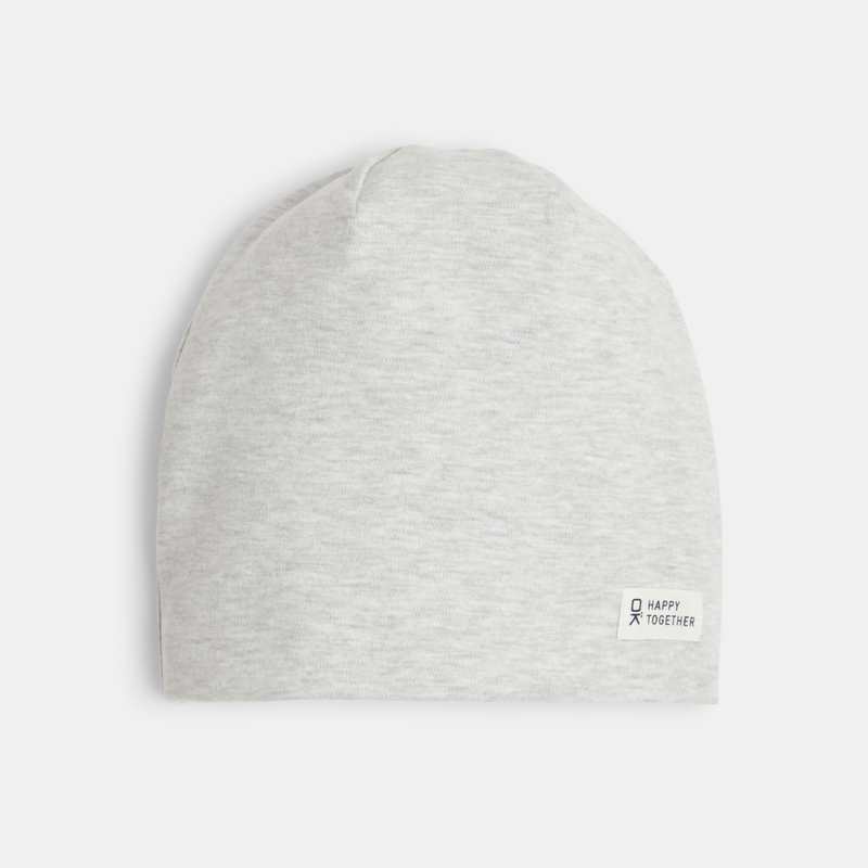 Bonnet uni en jersey gris garçon