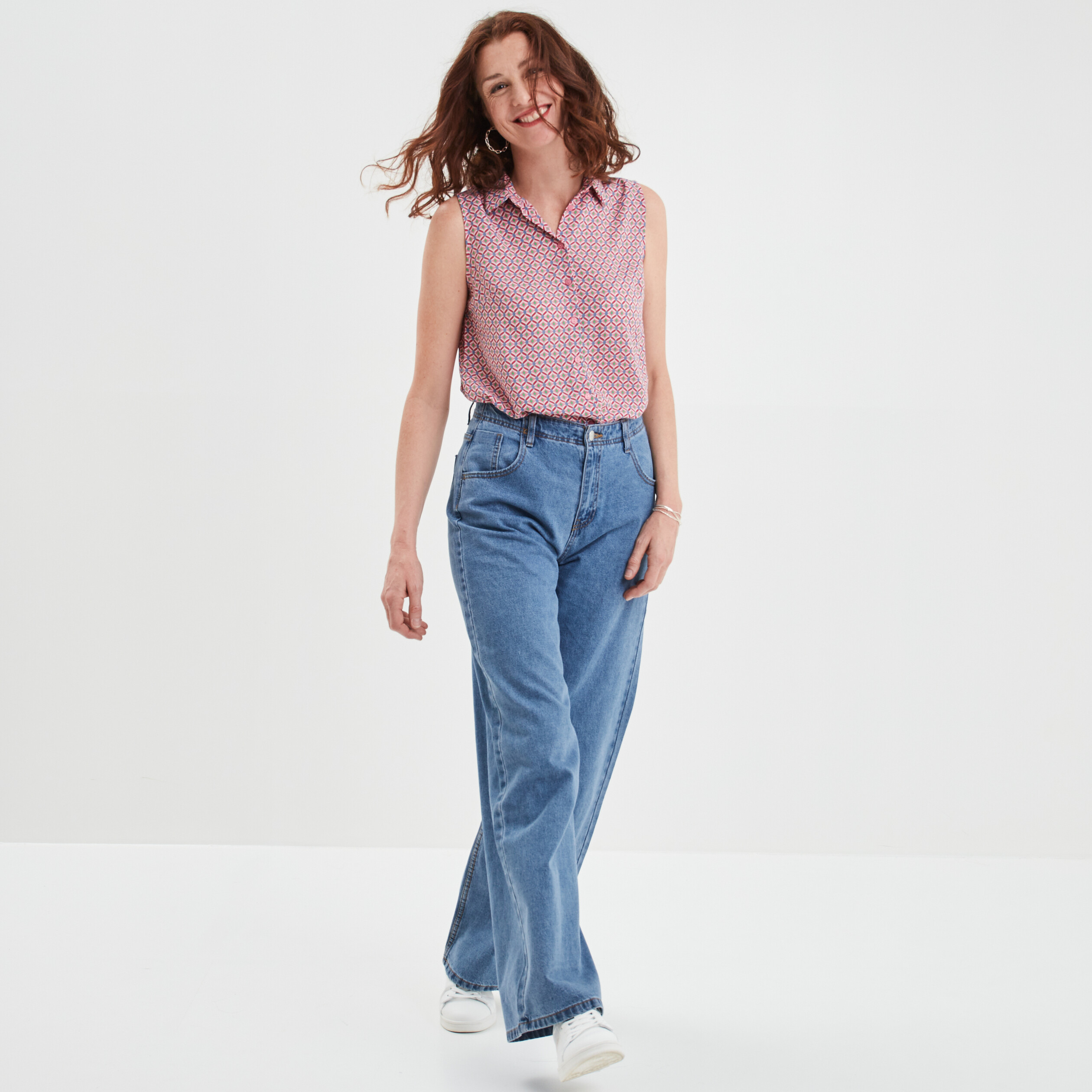 Chemise fluide sans manches rose femme | La Halle