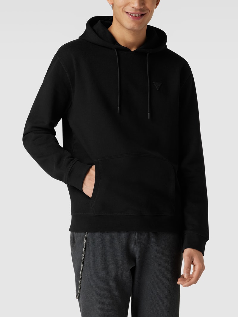 Hoodie mit Logo-Applikation in schwarz