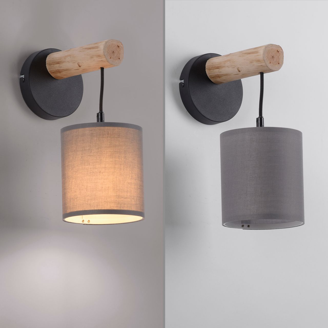 JUST LIGHT Wandleuchte GREEN TRIBU, 1x E27/10,00Watt max., Eukalyptusholz, Taupe