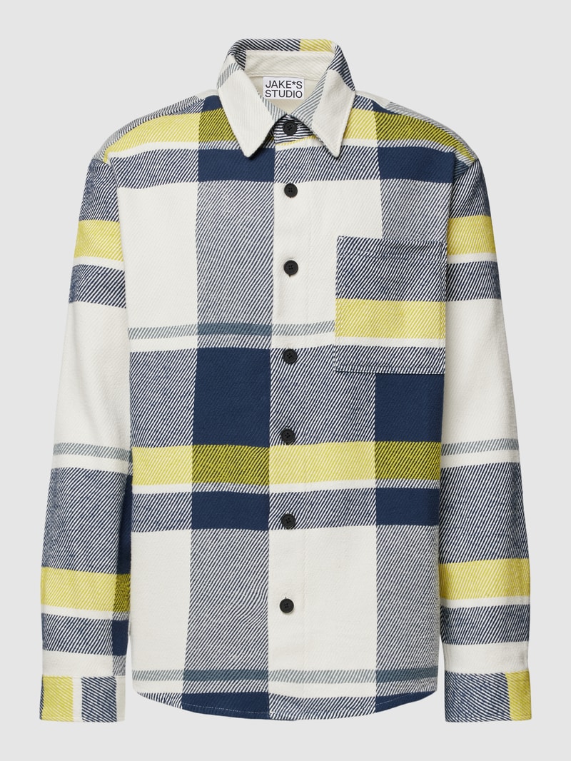 Hemdjacke mit Tartan-Karo in marineblau