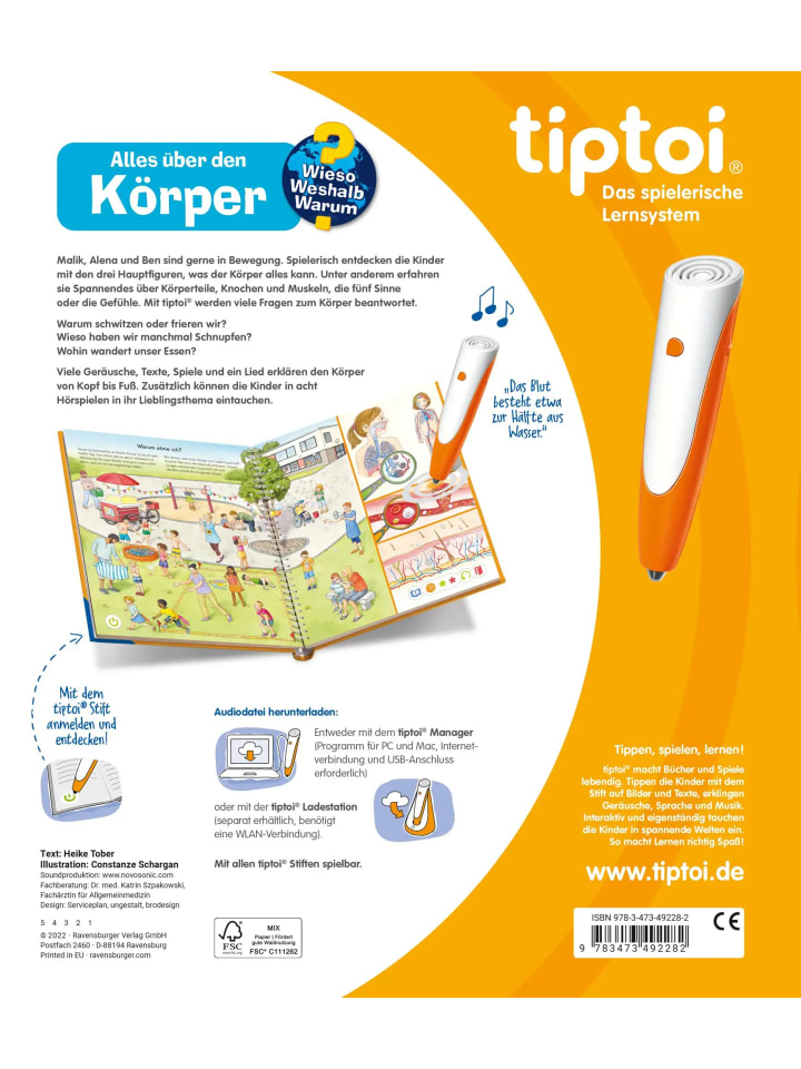 Ravensburger tiptoi® Wieso? Weshalb? Warum? Alles über den Körper günstig kaufen onesize
