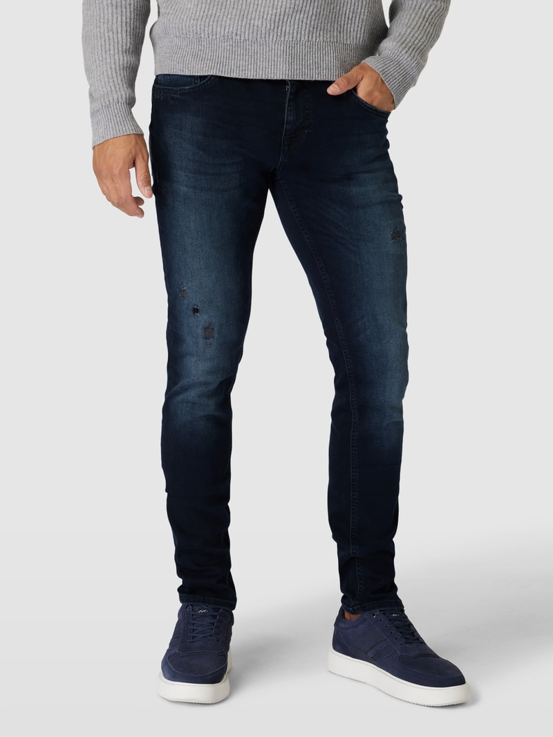 Tapered Fit Jeans im Destroyed-Look in hellblau