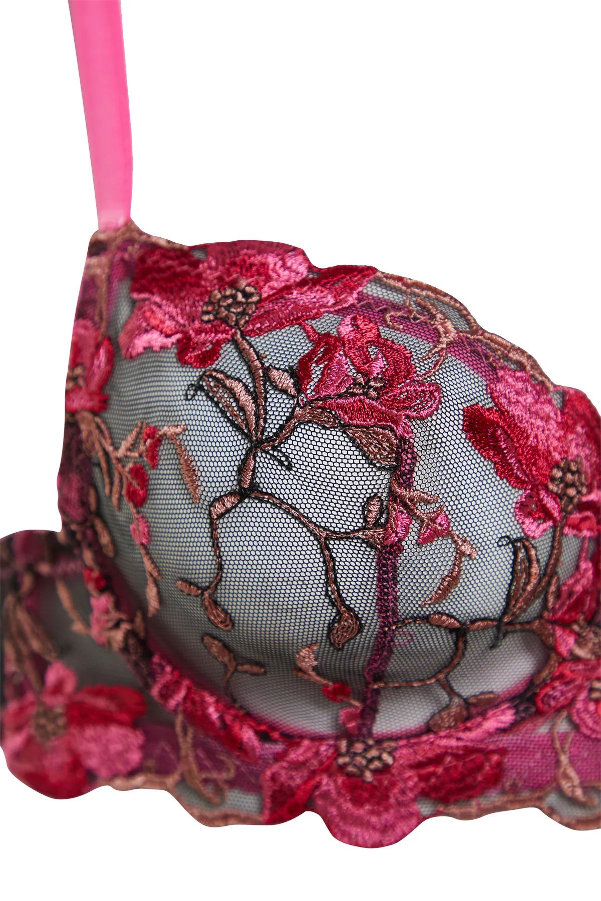 Trendyol Collection  Fuchsia Brode Floral Seil Riemen Kappenloses Strick-Unterwäsche-Set THMSS24CC00011