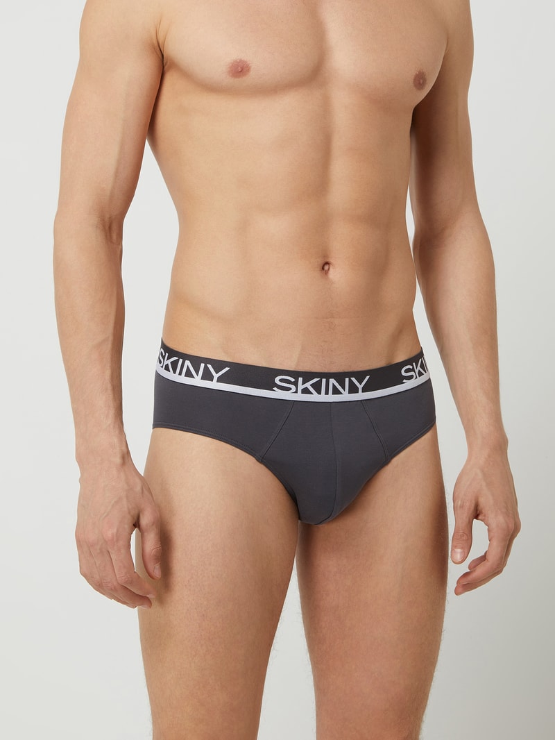 Slip mit Stretch-Anteil im 3er-Pack in mittelgrau meliert