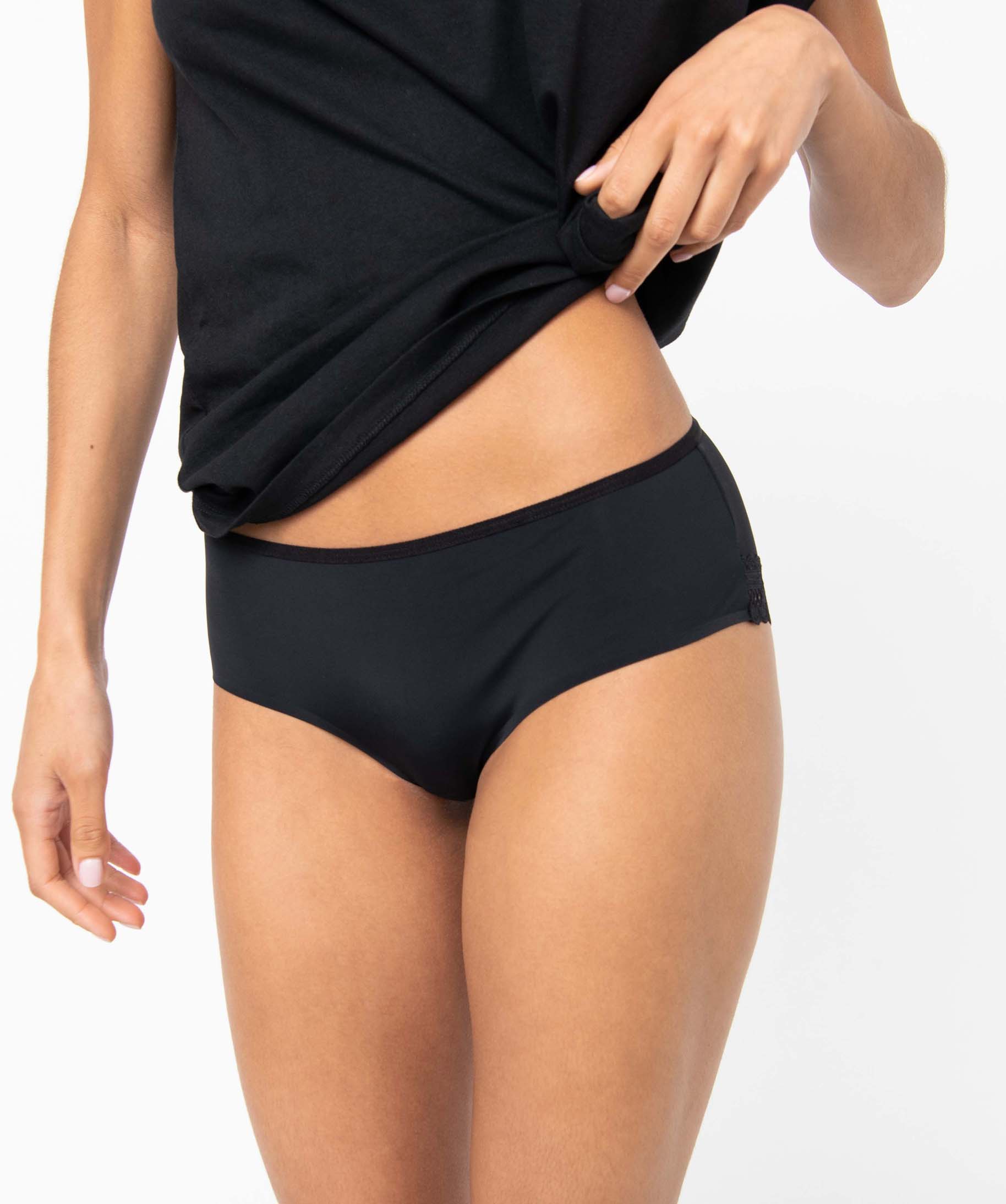 Shorty femme en microfibre et dentelle (lot de 2) noir | GEMO