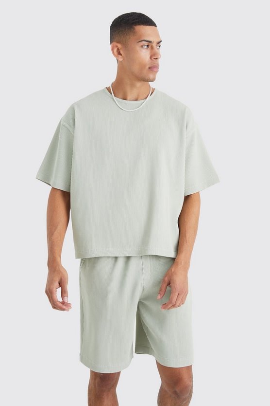 Pleated Oversized Shirt And Short Set