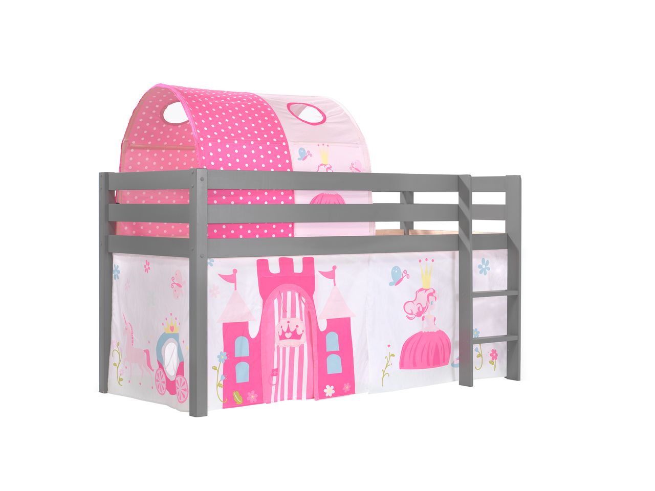 VIPACK Spielbett Pino mit Textilset Vorhang und Tunnel 