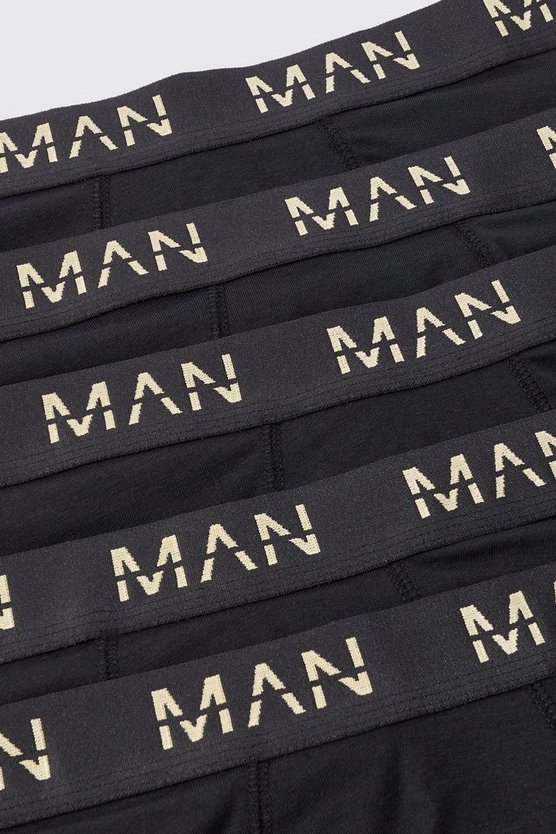 5er-Pack goldene Man Dash Boxershorts in Schwarz