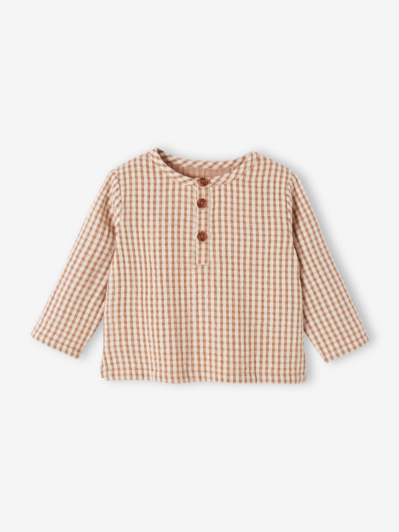 Vertbaudet Baby-Set: Karohemd & Cordhose - braun kariert