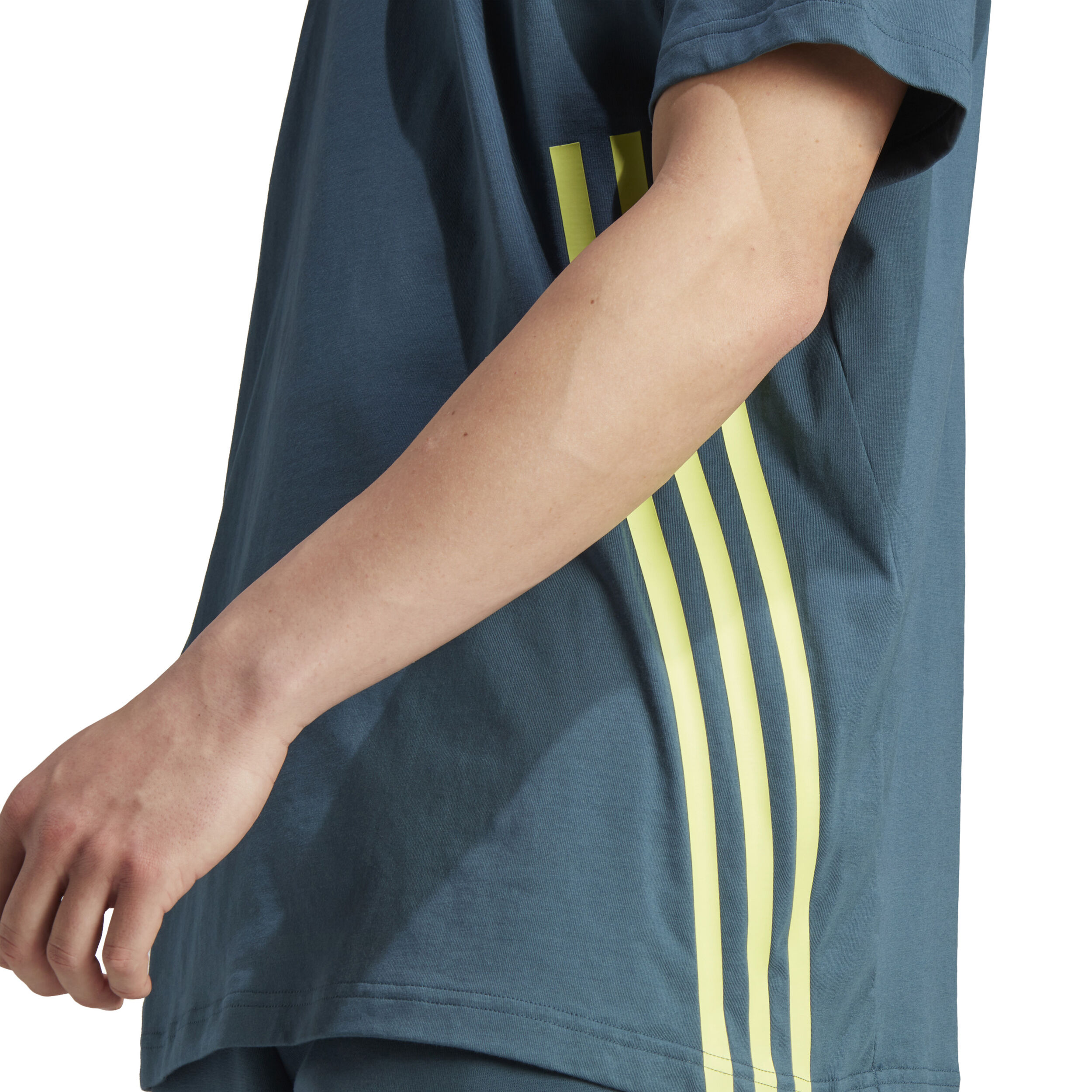 Future Icon 3 Stripes T-Shirt Herren - Dunkelgrau, Limette