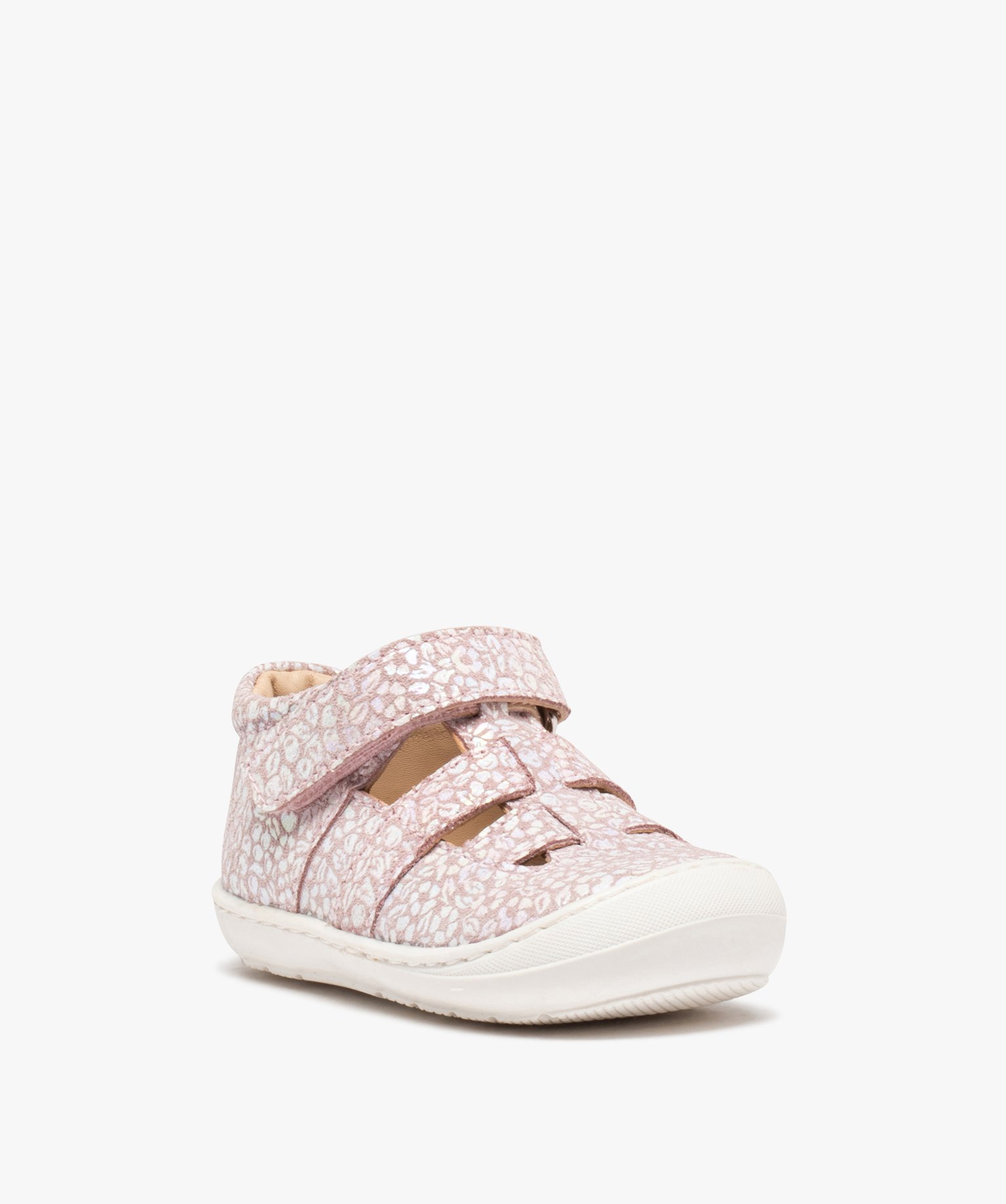 Sandales premiers pas bébé fille dessus cuir imprimé – NA! rose | GEMO