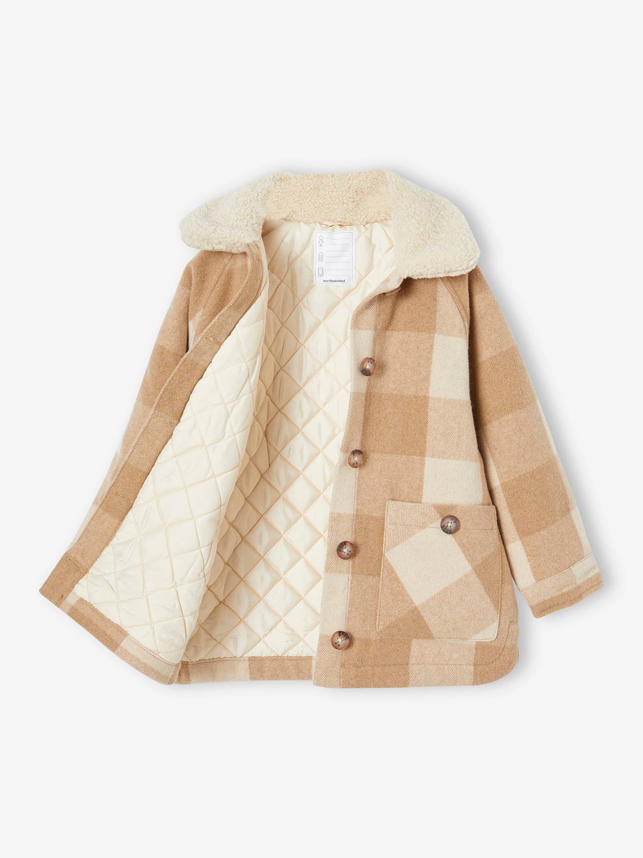 Vertbaudet Karierte Mädchen Jacke, Overshirt - braun kariert