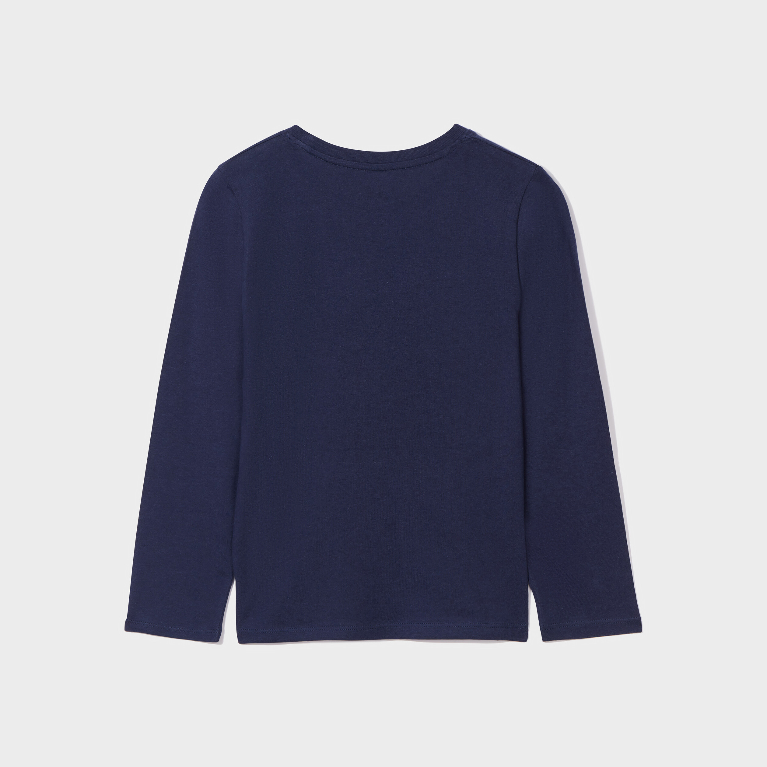T-shirt col rond manches longues coton bleu marine garçon | La Halle