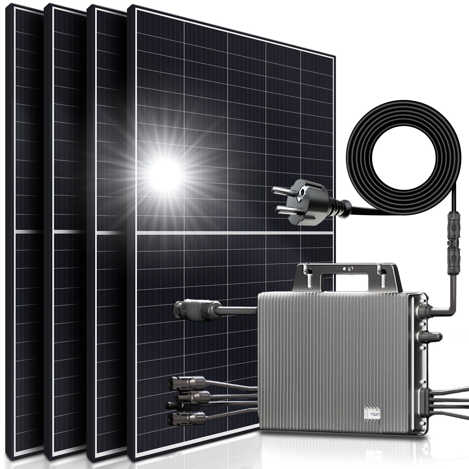 SUNNIVA Solaranlage Solaranlage Balkonkraftwerk, Monokristallin, (2200W/2000W (TSUN Micro Inverter 2000W Drosselbar auf 600W, 5m Kabel, Solarkabel, Balkon Mini-PV Anlage), genehmigungsfrei Solarpanel Solarmodul Photovoltaikanlage