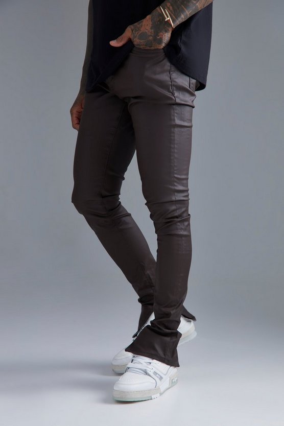 Beschichtete Skinny Jeans mit Reißverschluss