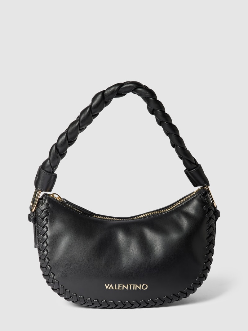Shoulder Bag mit Flecht-Details Modell 'VARSAVIA' in schwarz