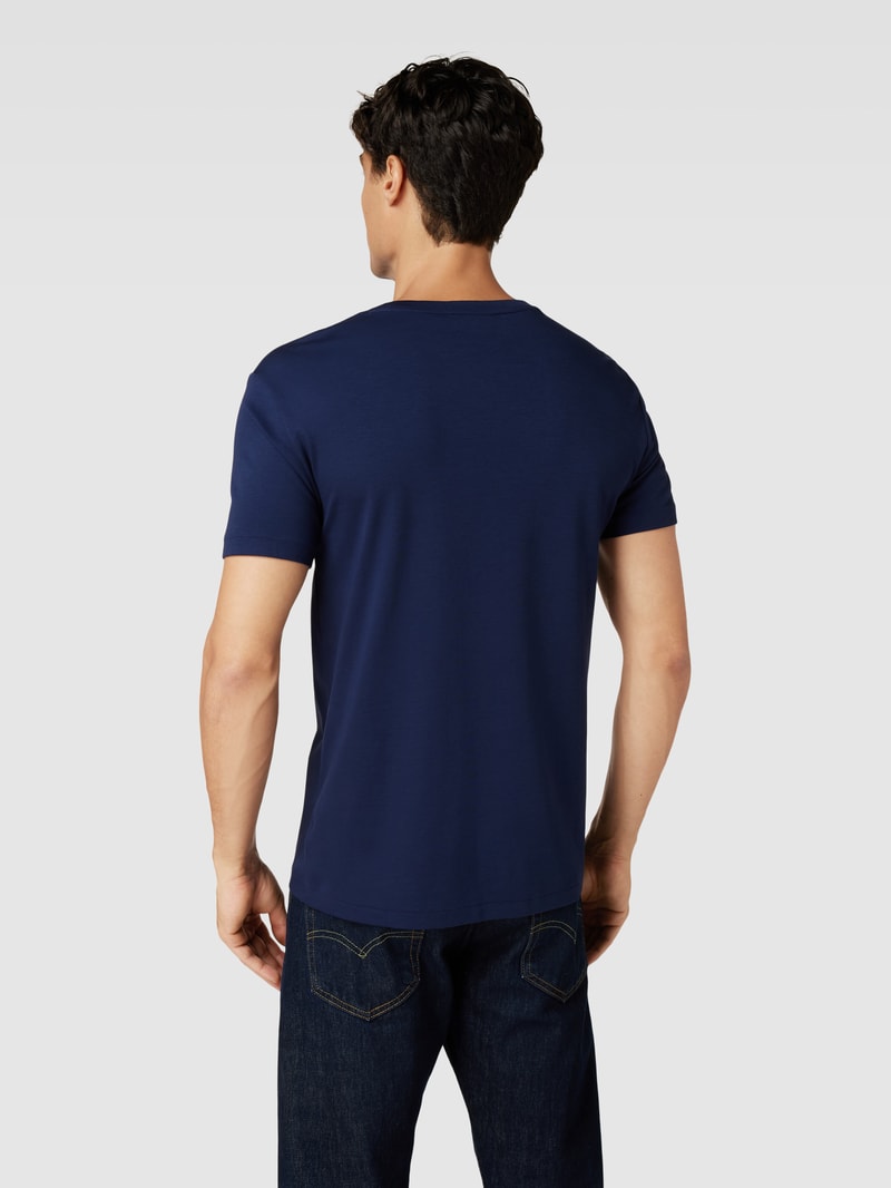 T-Shirt mit Streifenmuster Modell 'PIMA' in marineblau