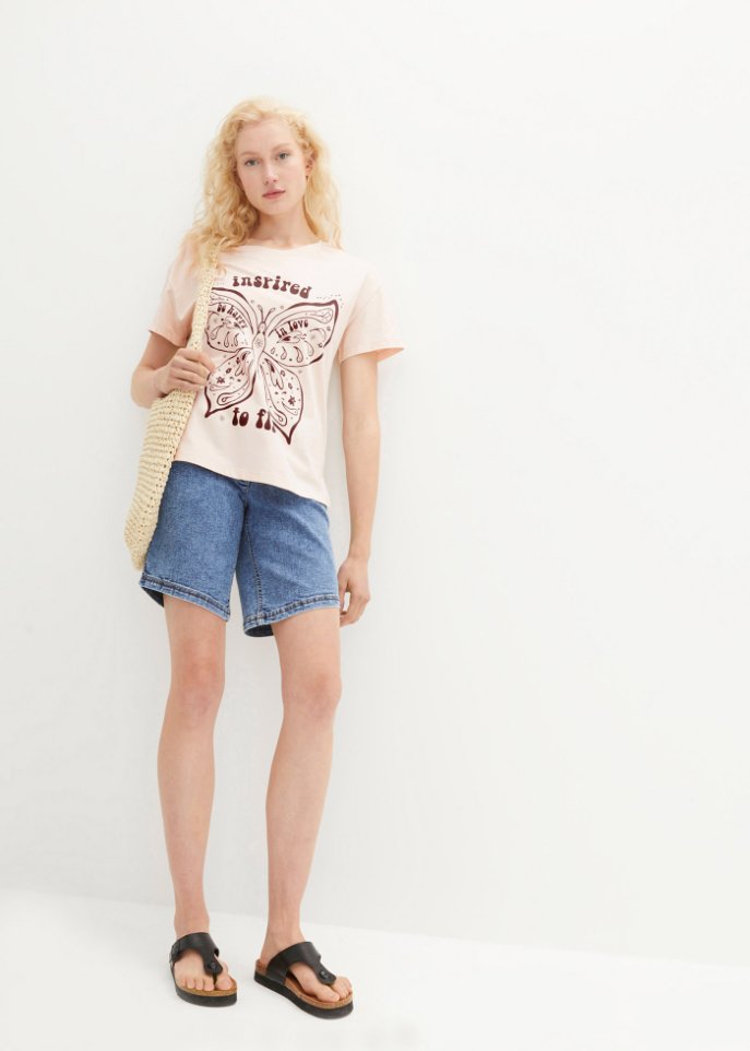 T-Shirt mit platziertem Druck aus Bio-Baumwolle