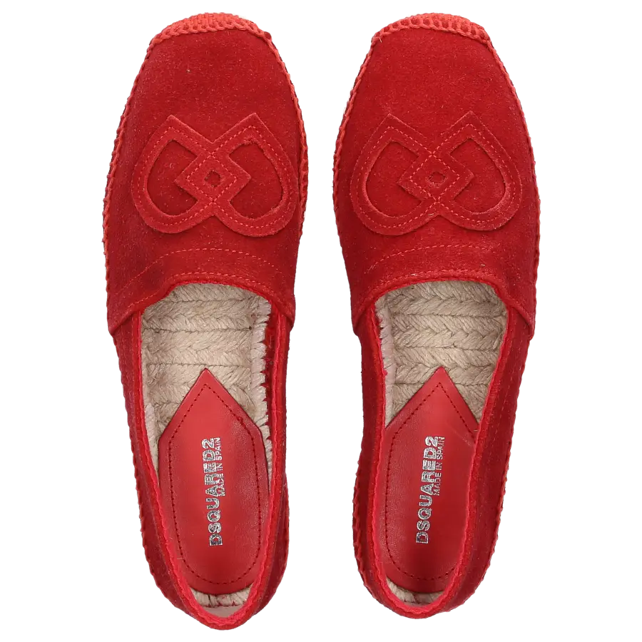 Dsquared2 - Halbschuhe Kalbsleder Veloursleder Logo rot - rot