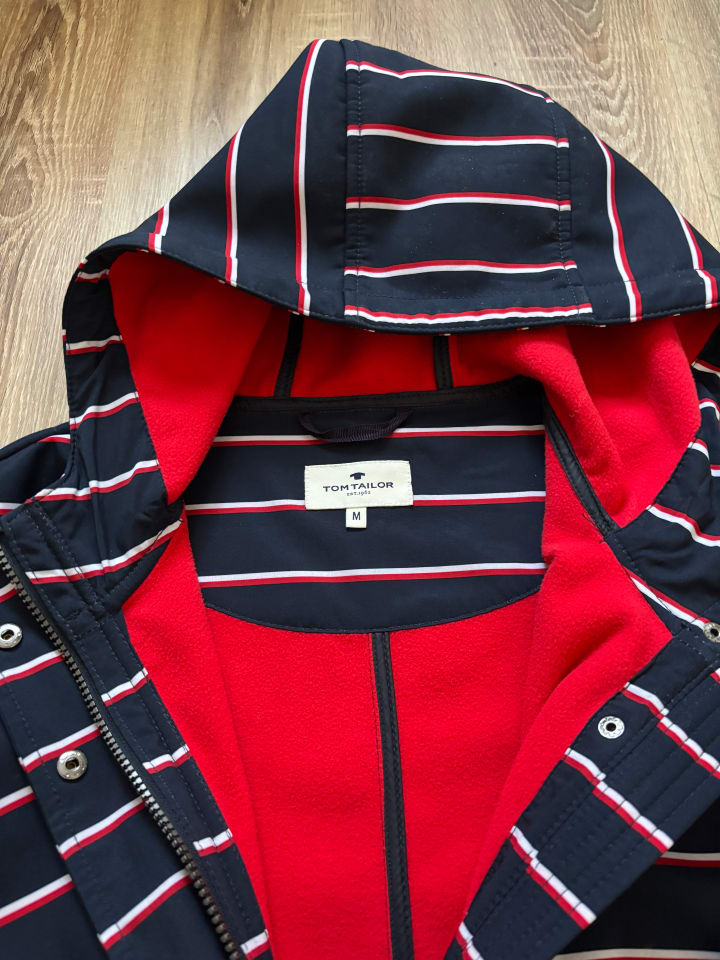 Tom Tailor Softshellmantel in Dunkelblau/ Weiß/ Rot günstig kaufen M
