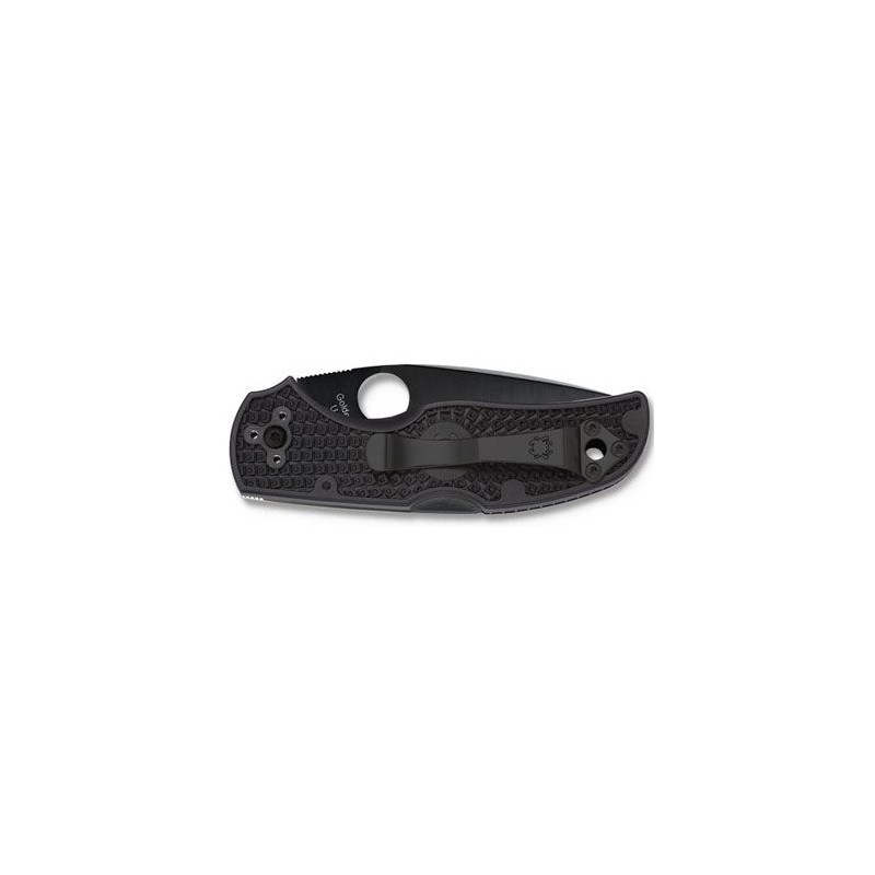 Spyderco Tactical Knife Native 5 S230 Total Schwarzes, militärisches Klappmesser.