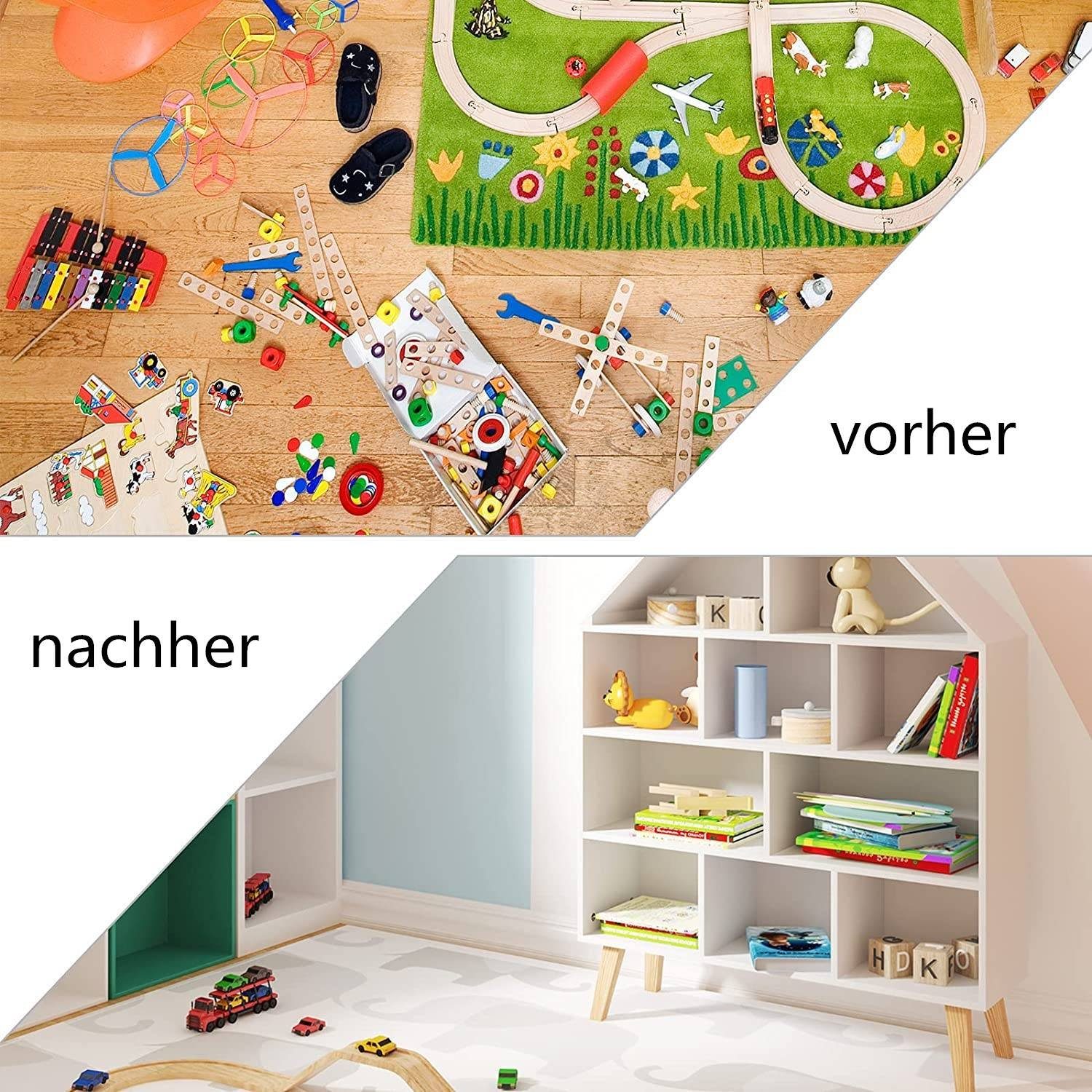 Woltu Bücherregal, 1-tlg., Standregal Hausform Kinderregal mit 5 Ebenen, Weiß