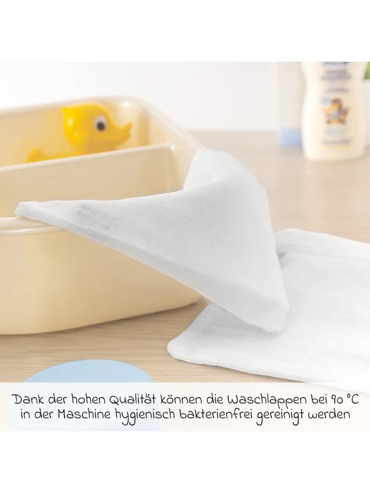 Makian Mull-Waschhandschuh 10er Pack - Weiß in weiss günstig kaufen onesize