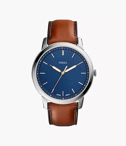 Fossil Herrenuhr The Minimalist Slim Leder Braun