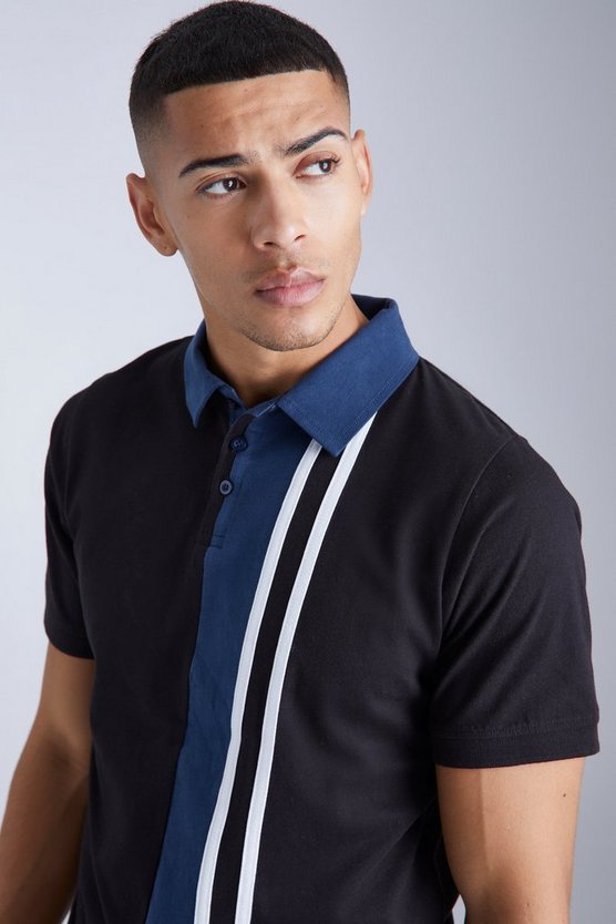 Colour Block Striped Polo