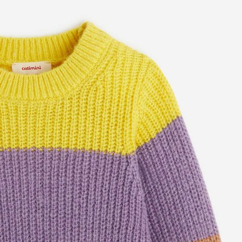 Robe multicolore fille jaune en tricot Catimini