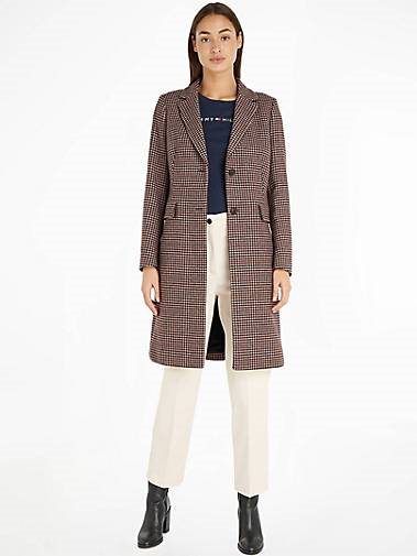 TOMMY HILFIGER Damen Mantel WOOL BLEND CLASSIC CHECK COAT