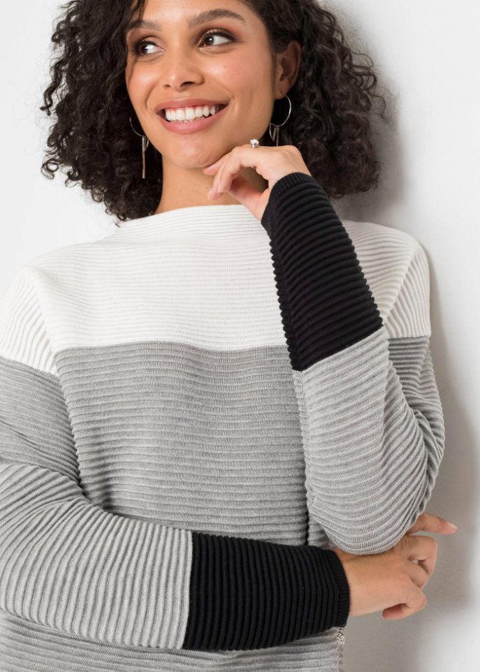 Gestreifter Long-Pullover