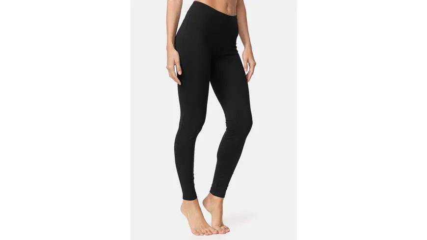 NUR DIE Damen Leggings Baumwolle 100 DEN schwarz