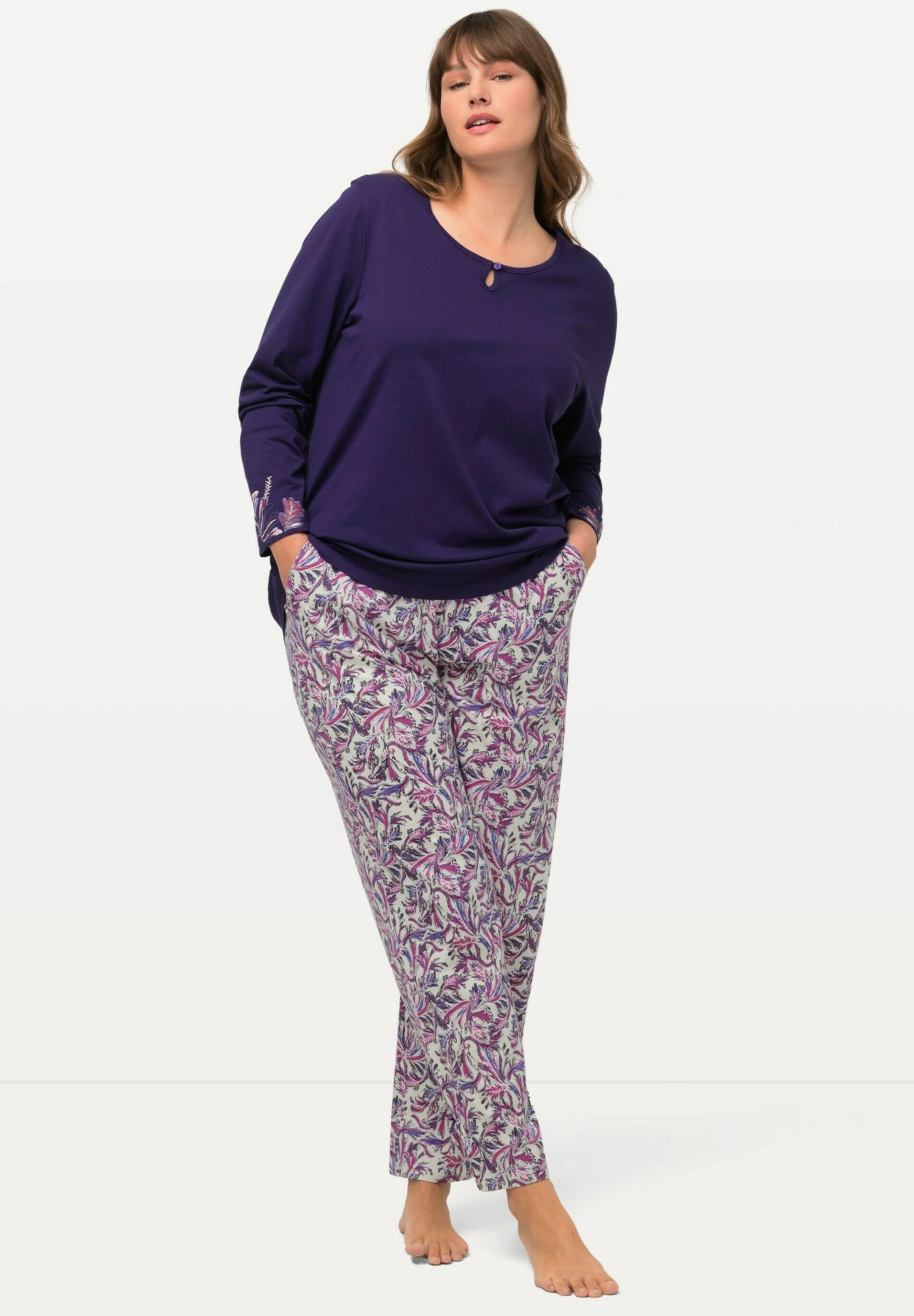 Ulla Popken LEAFY LONG SLEEVE - Pijama