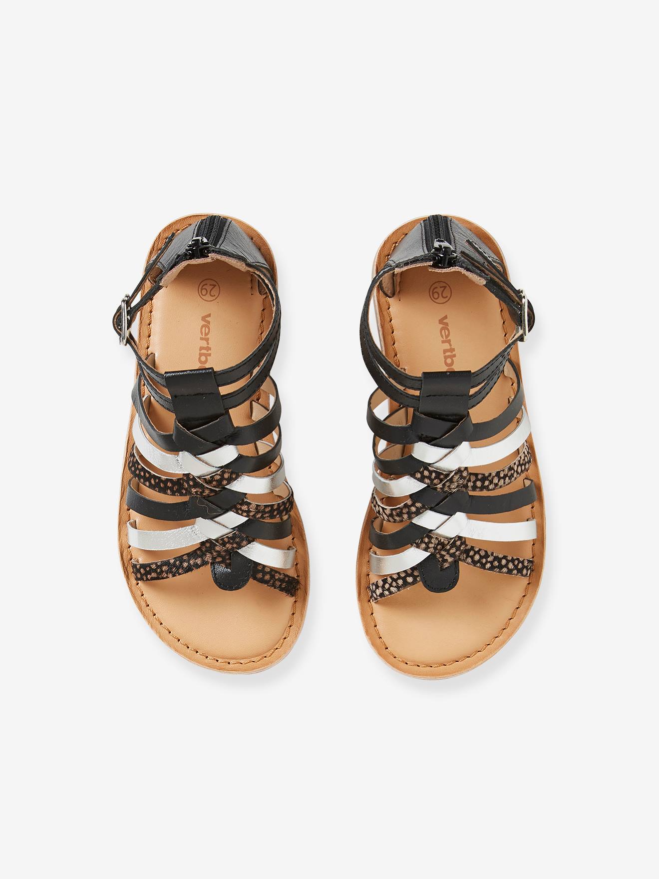 Sandales cuir fille esprit spartiates or