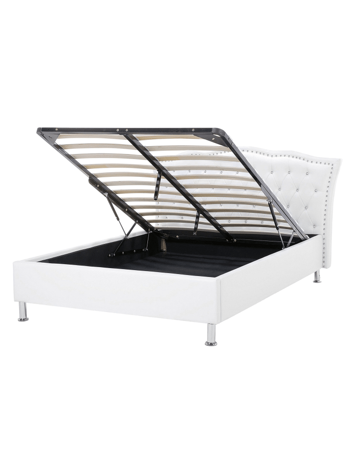 Beliani Doppelbett METZ in Weiß/Schwarz/Silber - (W) 168 x (H) 102 x (L) 217 cm günstig kaufen onesize