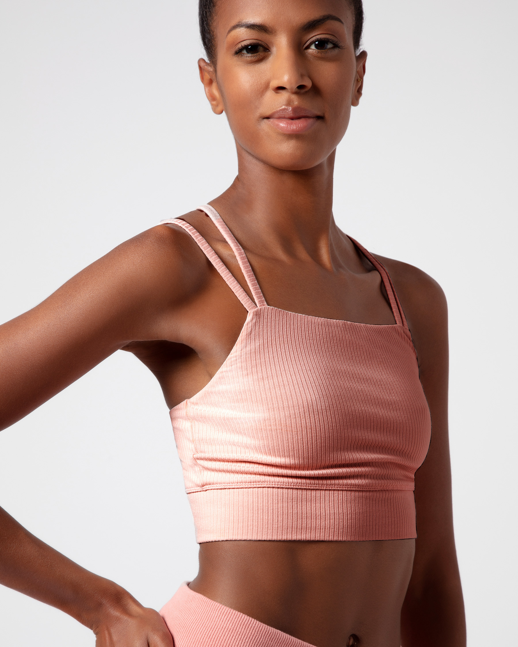 Ribbed bra with thin straps