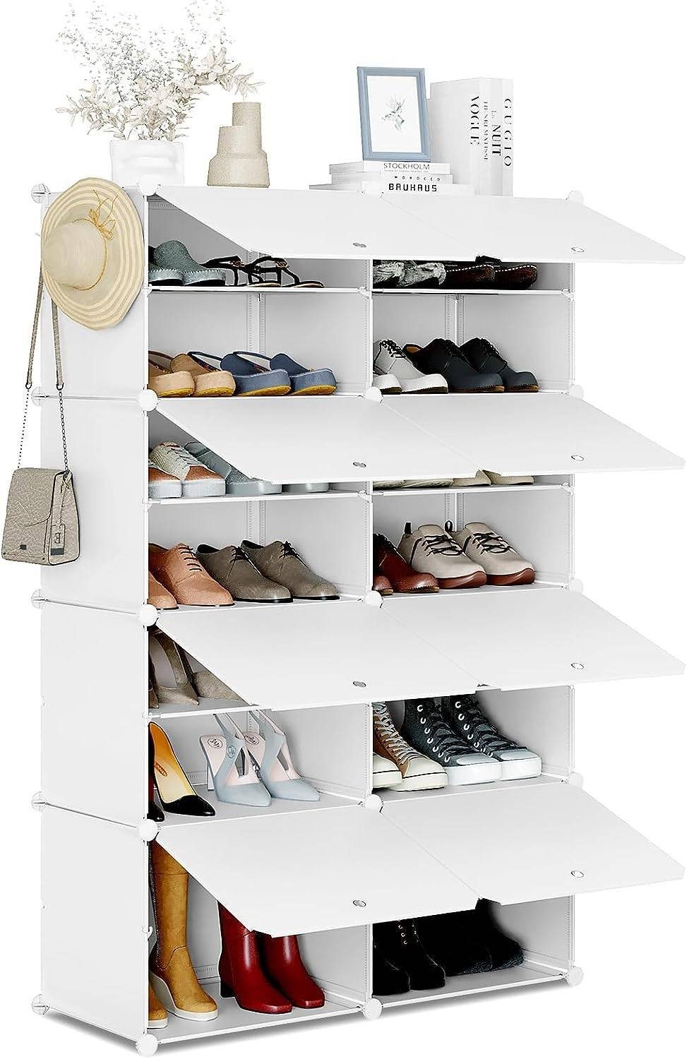 Woltu Schuhregal, 1-tlg., Schuhaufbewahrung mit 8 Fächern für 32 Paar Schuhe
