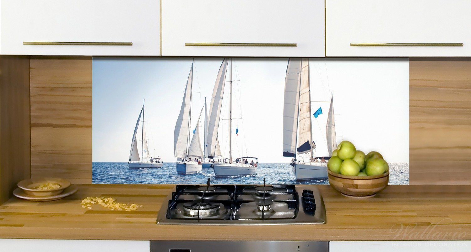 Wallario Küchenrückwand Segelschiff auf dem Meer, (1-tlg)