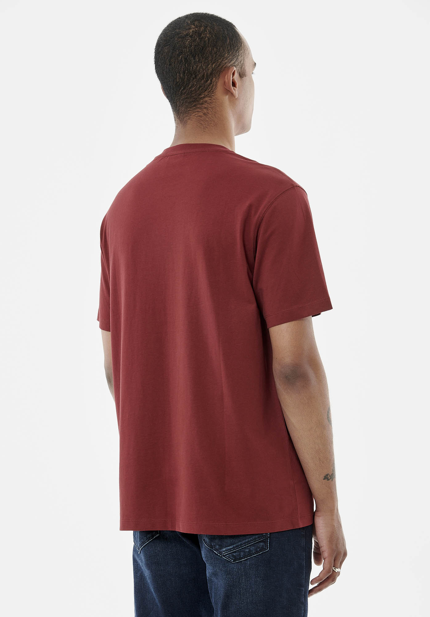 TIGAU  T-shirt bordeaux homme 100% coton