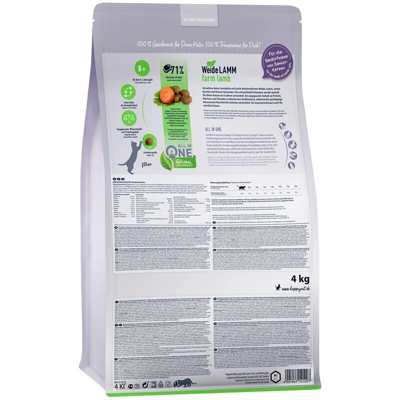 HAPPY CAT Trockenfutter HAPPY CAT Senior Weide-Lamm 4 kg