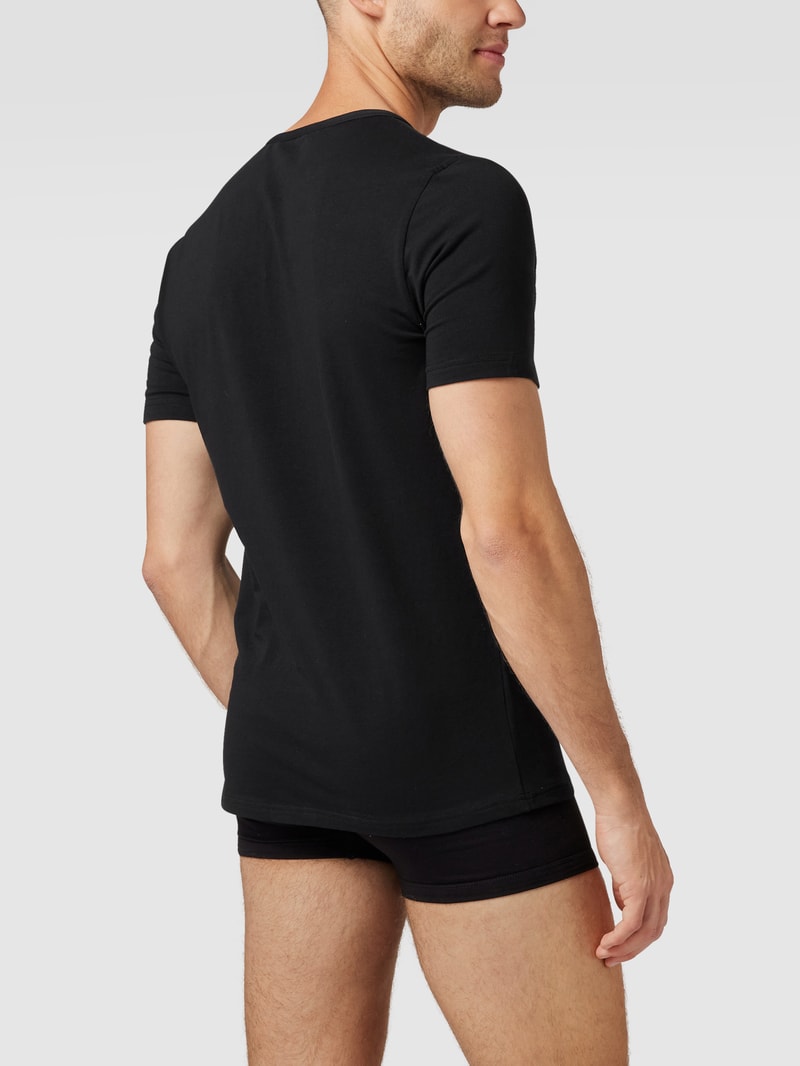 T-Shirt mit Label-Print im 2er-Pack in schwarz